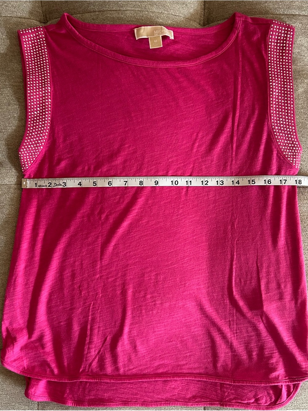 MICHAEL Michael Kors Fuchsia Stud-Shoulder Sleeveless Tank - Picture 4 of 6